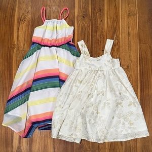 Kids 2 H&M Asymmetrical Striped & Butterfly Metallic Dresses Size 2-3 Years